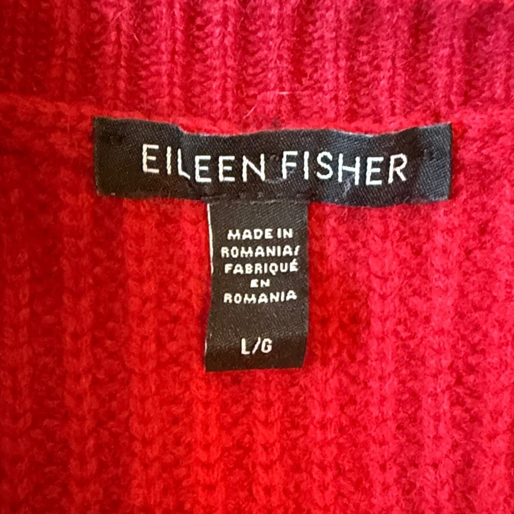 Eileen Fisher Ribbed Sweater, Recycled Cashmere-Size Large-Rich Red - Picture 9 of 12